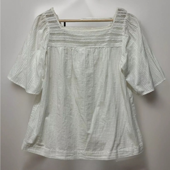 Gap Women S White Cotton Crochet Top Peasant Blouse - Picture 2 of 9